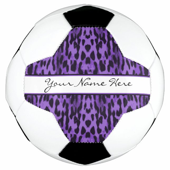 Personalised Elegant Purple Leopard Print Soccer Ball (Front)