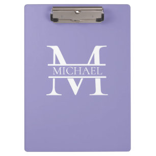 Personalised Elegant Purple Monogram and Name Clipboard