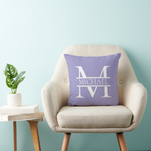 Personalised Elegant Purple Monogram and Name Cushion