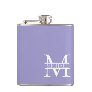 Personalised Elegant Purple Monogram and Name Hip Flask