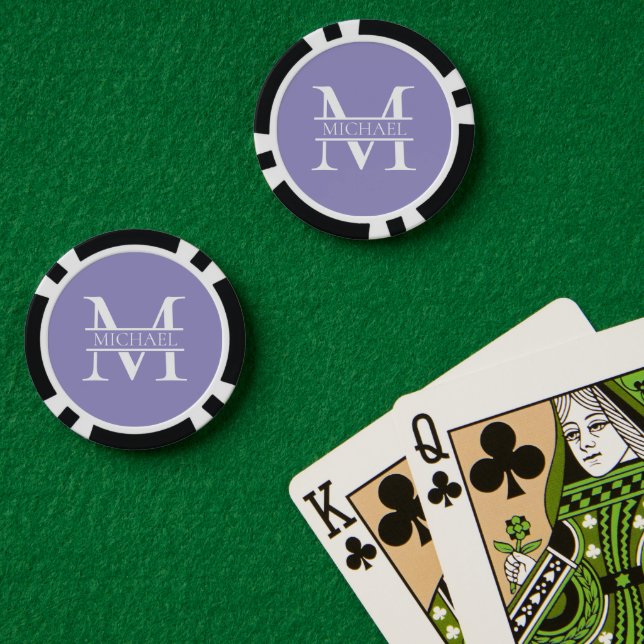Personalised Elegant Purple Monogram and Name Poker Chips (Poker Table (Double))