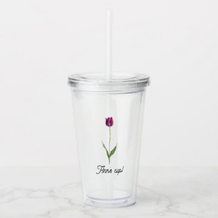 Personalised Elegant Purple Tulip Acrylic Tumbler