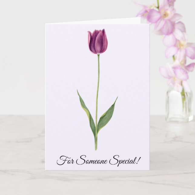 Personalised Elegant Purple Tulip Card (Orchid)