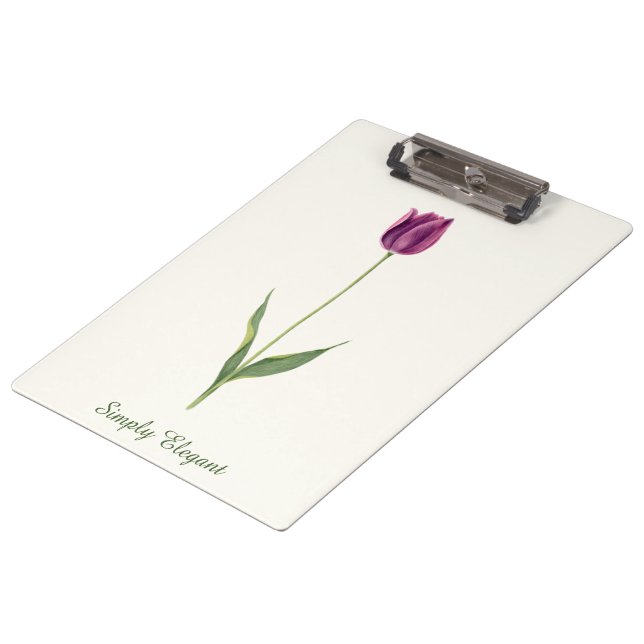 Personalised Elegant Purple Tulip Clipboard (Angled)