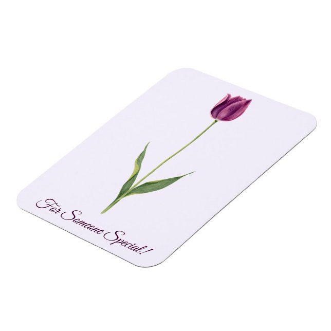Personalised Elegant Purple Tulip Magnet (Left Side)