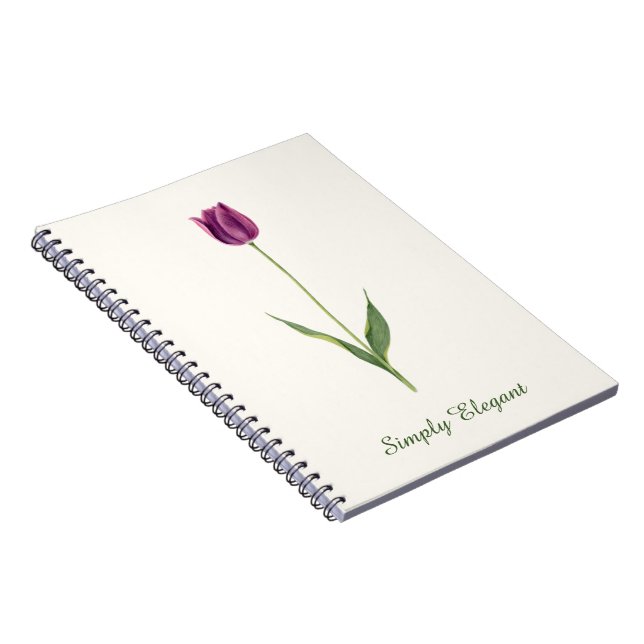 Personalised Elegant Purple Tulip Notebook (Right Side)