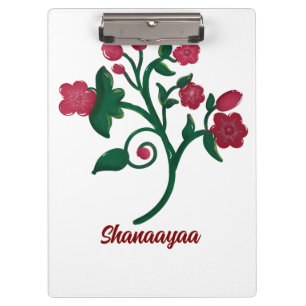 Personalised Elegant Red Floral Botanical Branch Clipboard