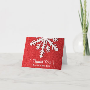 Personalised Elegant Red Glitter Thank You Card