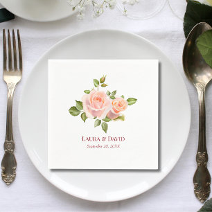 Personalised Elegant Red Rose Wedding Paper Napkin