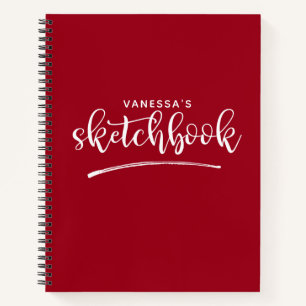 Personalised Elegant Red Sketchbook Notebook