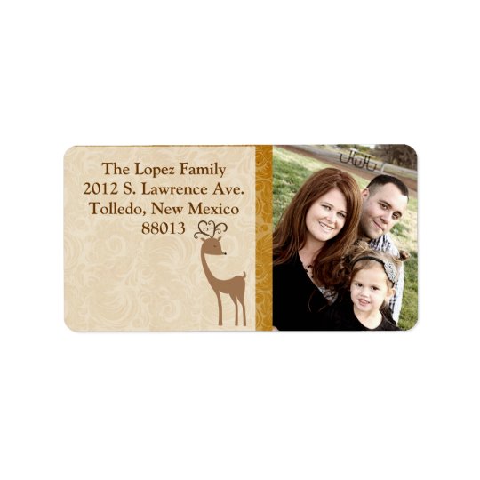 Personalised Elegant Reindeer Golden Mailing Label Address Label