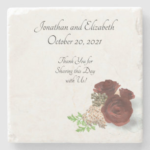 Personalised Elegant Rose Corsage Stone Coaster