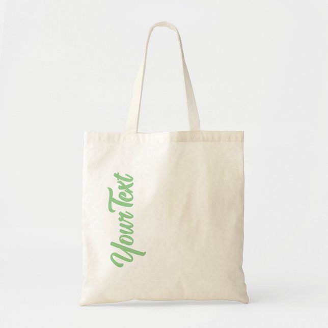 Personalised Elegant Sage Green Script Text Top Tote Bag (Front)