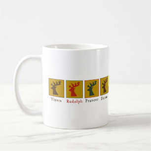 Personalised Elegant Santa's Reindeers, Christmas Coffee Mug
