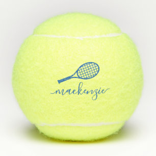 Personalised Elegant Script Blue Name Tennis Balls