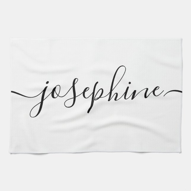 Personalised elegant script Custom name Tea Towel (Horizontal)