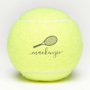 Personalised Elegant Script Grey Name Tennis Balls