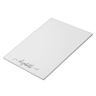 Personalised Elegant Script Light Grey Notepad