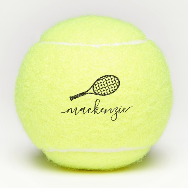 Personalised Elegant Script Name Penn Tennis Balls (Front)