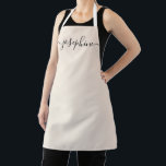 Personalised elegant script name soft beige apron<br><div class="desc">Hosting a botanical, succulent workshop? How about a cooking class? Give out personalised soft beige aprons for your guests with an elegant font script type that will surely delight them. Have the talking about this sophisticated giveaway. Tip: to keep the long swashes at the end keep the small squares at...</div>