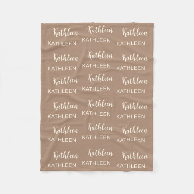 Personalised Elegant Script Name Soft Pink Pattern Fleece Blanket (Front)