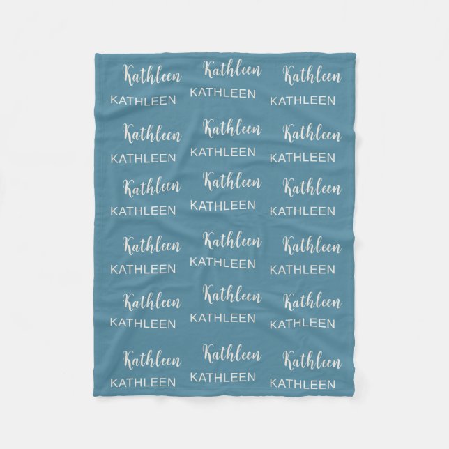 Personalised Elegant Script Name Soft Pink Pattern Fleece Blanket (Front)