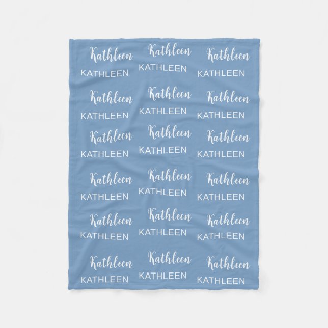 Personalised Elegant Script Name Soft Pink Pattern Fleece Blanket (Front)
