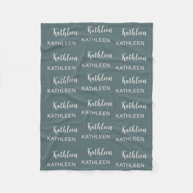 Personalised Elegant Script Name Soft Pink Pattern Fleece Blanket (Front)