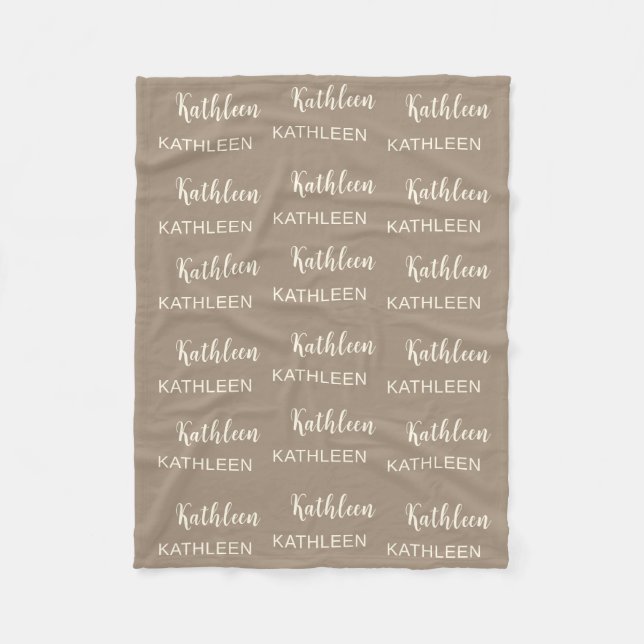 Personalised Elegant Script Name Soft Pink Pattern Fleece Blanket (Front)