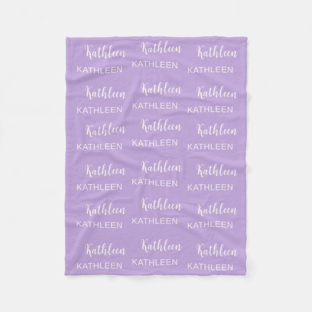Personalised Elegant Script Name Soft Pink Pattern Fleece Blanket (Front)
