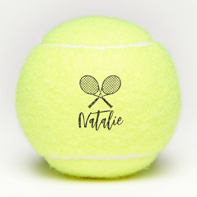 Personalised Elegant Script Name  Tennis Balls (Front)