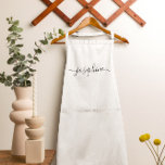 Personalised elegant script name white standard apron<br><div class="desc">Hosting a botanical, succulent workshop? How about a cooking class? Give out personalised white aprons for your guests with an elegant font script type that will surely delight them. Have the talking about this sophisticated giveaway. Tip: to keep the long swashes at the end keep the small squares at the...</div>