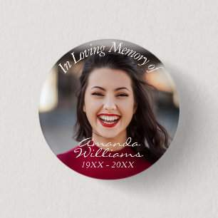 Personalised Elegant Script Photo Memorial Buttons