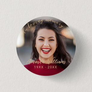 Personalised Elegant Script Photo Memorial Buttons