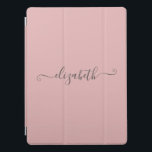 Personalised Elegant Script Pink and Grey  iPad Pro Cover<br><div class="desc">Personalise this iPad pro cover with your name. Pink with grey elegant script font.</div>