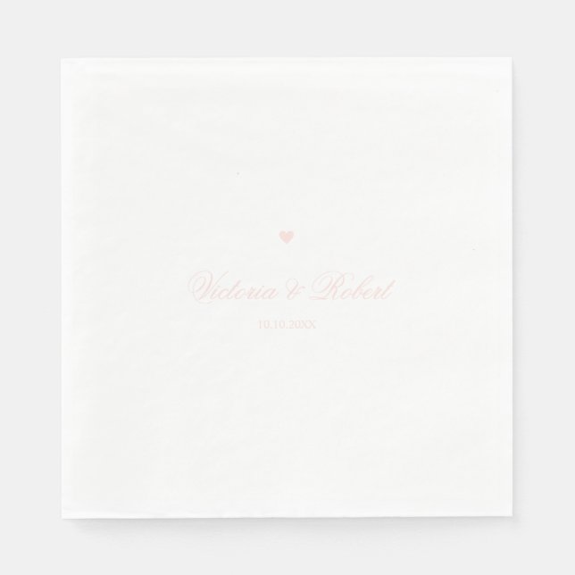 Personalised Elegant Script Pink Heart Napkin (Front)