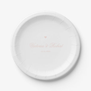 Personalised Elegant Script Pink Heart Paper Plate