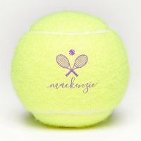 Personalised Elegant Script Purple Crossed Rackets