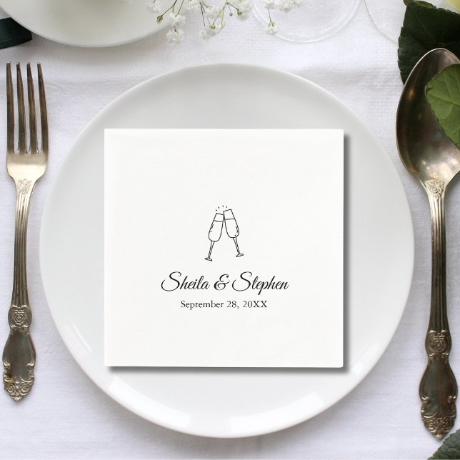 Personalised Elegant Script Wedding Cocktail Napkin (Creator Uploaded)