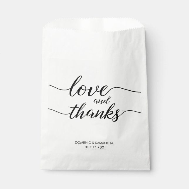 Personalised elegant script wedding Love and thank Favour Bag (Front)