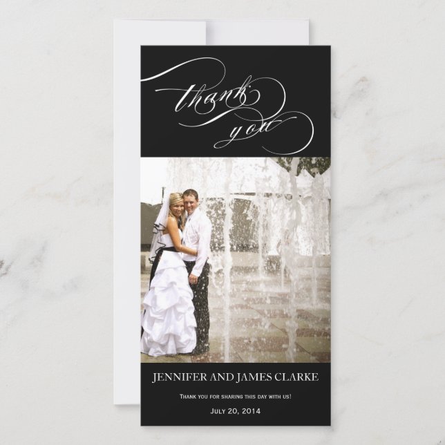 Personalised Elegant Script Wedding Thank You Card (Front)