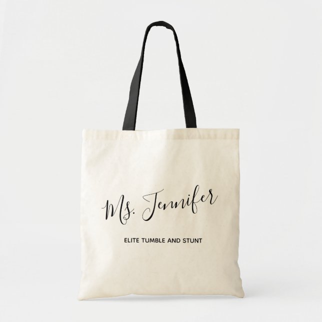 Personalised Elegant Scripted Cheer Coach Tote Bag (Front)