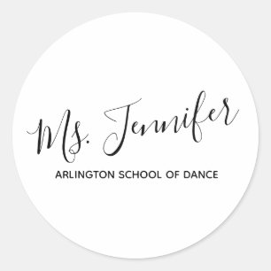 Personalised Elegant Scripted Dance Teacher Classic Round Sticker