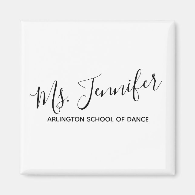 Personalised Elegant Scripted Dance Teacher Magnet (Front)