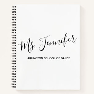 Personalised Elegant Scripted Dance Teacher Notebook