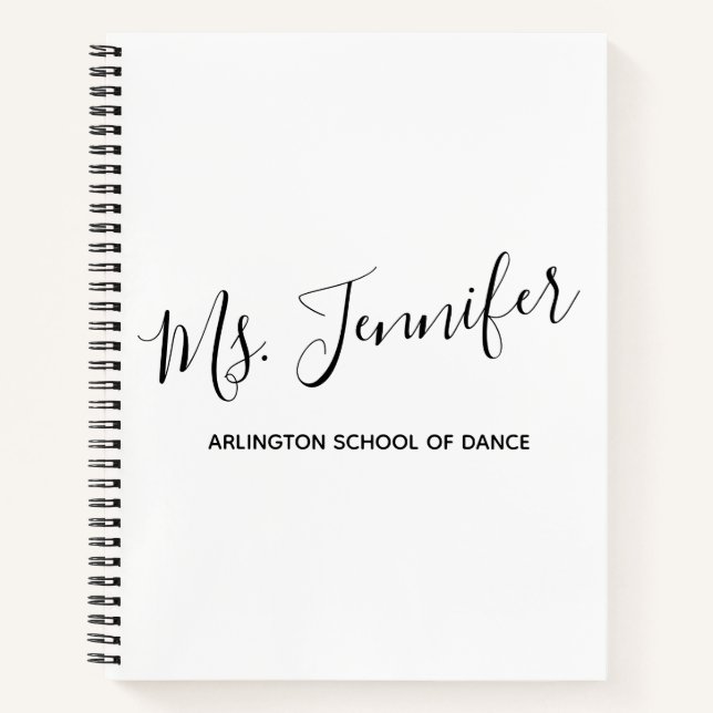 Personalised Elegant Scripted Dance Teacher Notebook (Front)