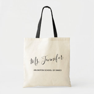 Personalised Elegant Scripted Dance Teacher Tote Bag