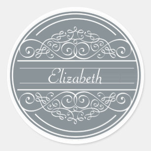 Personalised Elegant Scroll Design Sticker - Blue