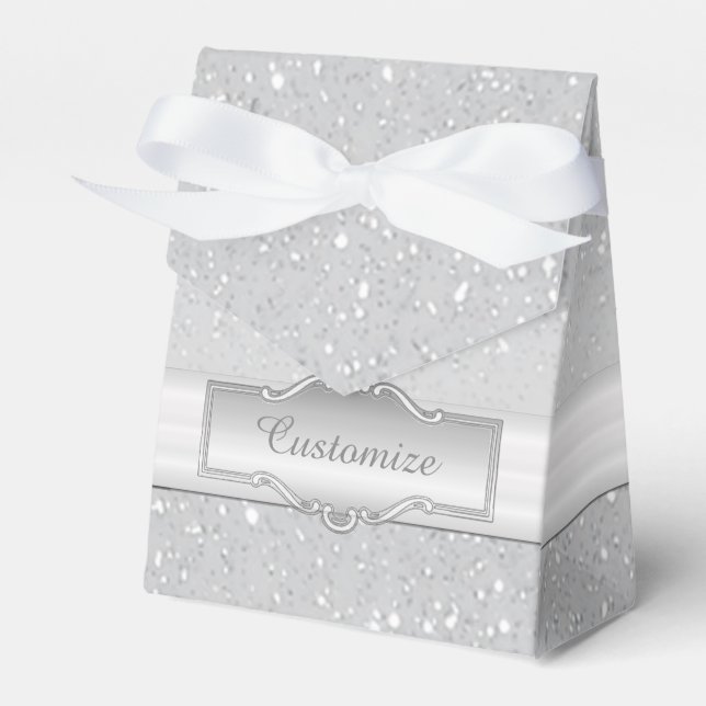 Personalised Elegant Silver Sparkle Favour Box (Front Side)
