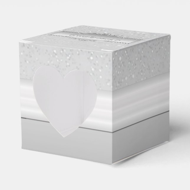 Personalised Elegant Silver Sparkle Heart Box (Front Side)